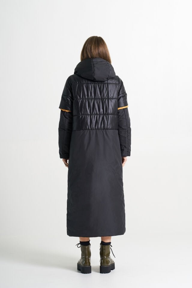 BiBi 2352 Farklı Tasarım İçi Sarı Siyah Kadın Mont