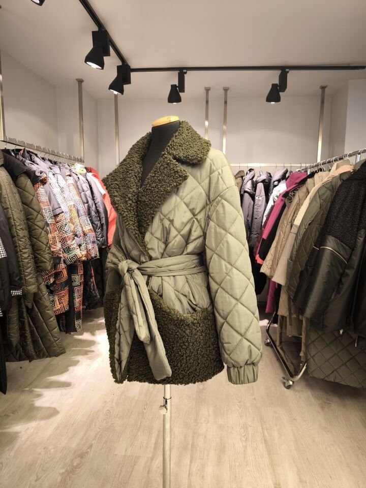 BiBi 2520  TEDDY KUMAŞLI YEŞİL KISA MONT