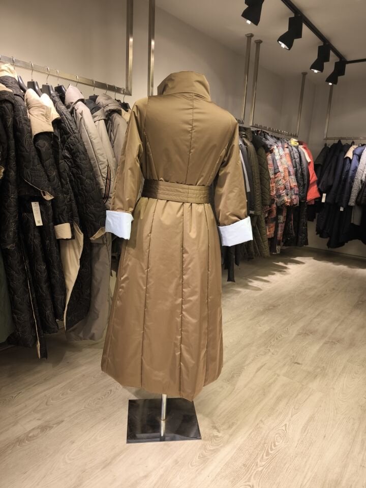 BiBi 2614 ÇİFT TARAFLI DİK HAKİM YAKALI KADIN MANTO MONT (Cappucino-Mavi)