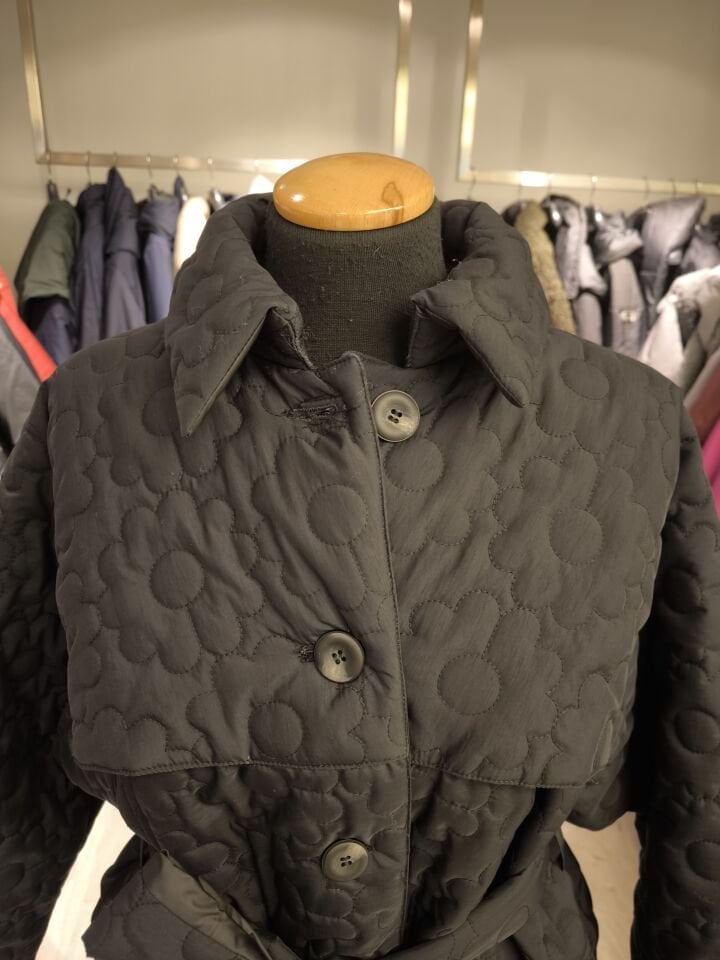 BiBi 2580 ÇİÇEK KAPİTONELİ SİYAH TRENÇKOT MANTO