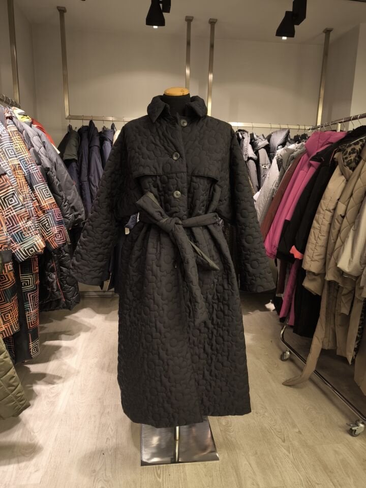 BiBi 2580 ÇİÇEK KAPİTONELİ SİYAH TRENÇKOT MANTO