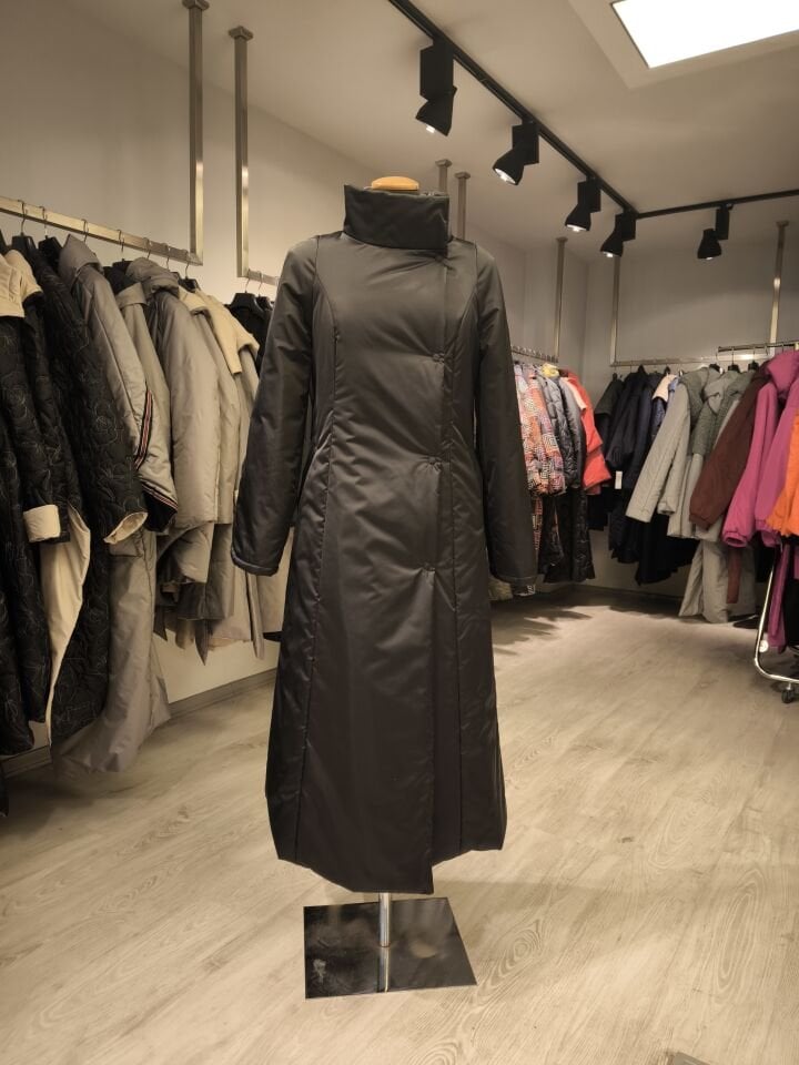 BiBi 2614 DİK HAKİM YAKALI MANTO MONT (SİYAH)